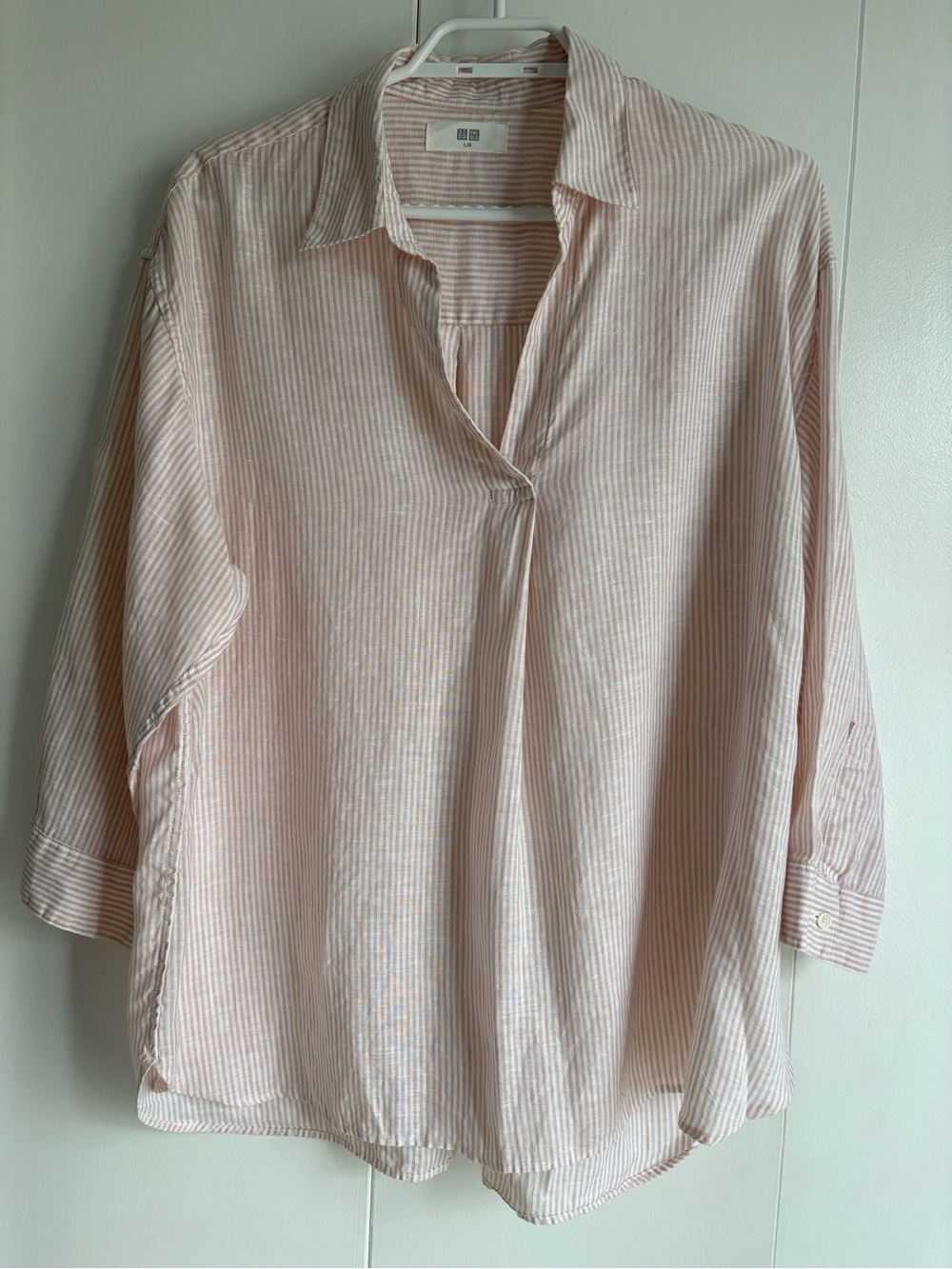 Uniqlo Striped 💯 LinenTunic Skipper Collar Shirt
